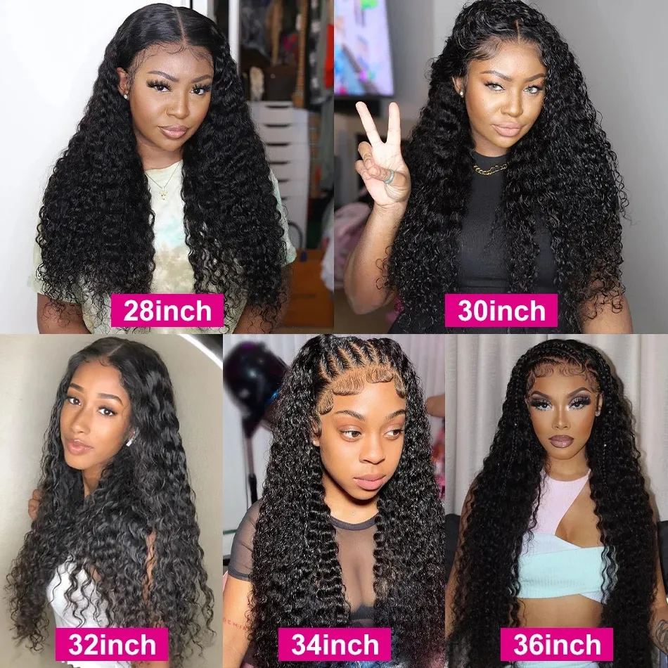 250% Density HD Transparent Deep Wave Lace Frontal Wig 30 Inch Brazilian Deep Curly Lace Front Human Hair Wigs For black Women