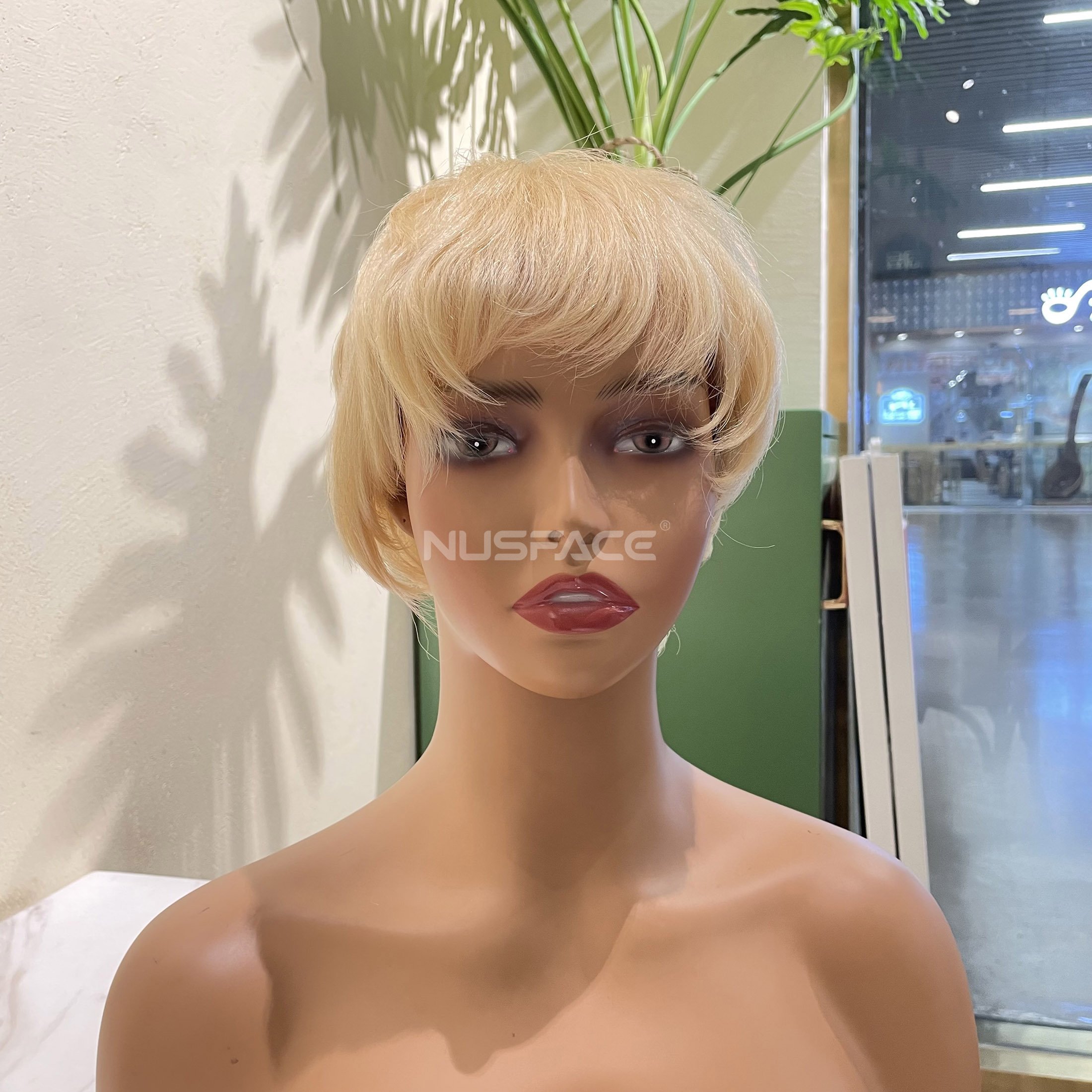 Cheap Pixie Cut Wigs Pixie Human Hair Wig Machine Made Fringes Pixies Wigs Natural Straight Short Brown Blonde Red Bug Black