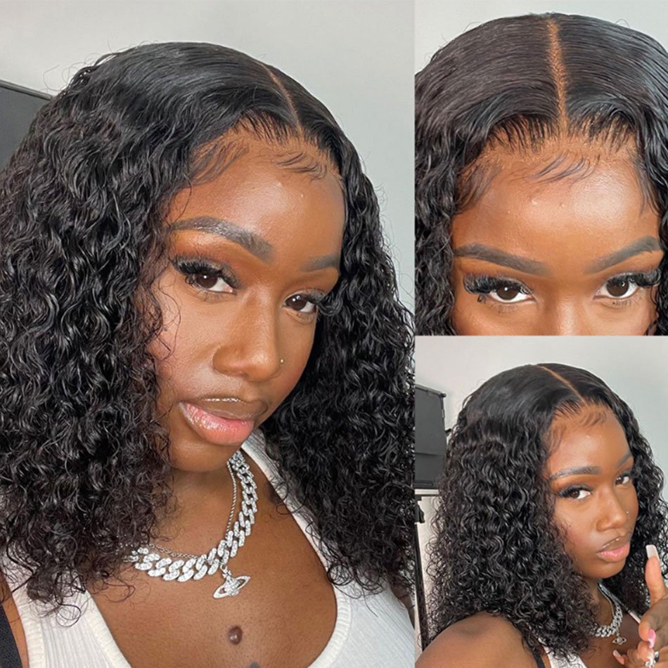 Kinky Curly Short Bob Wigs Human Hair Full Lace Front Wig Cheap Peruvian Virgin Human Hair Hd Frontal Wig For Black Women Vendor