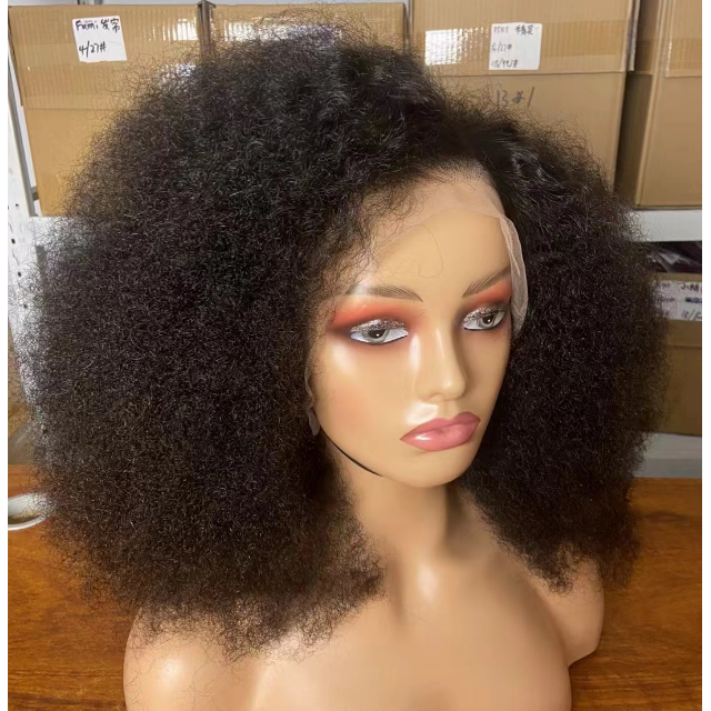 Afro kinky curly human hair wig lace frontal wigs Brazilian hair vendors Wholesale 12a grade virgin human hair