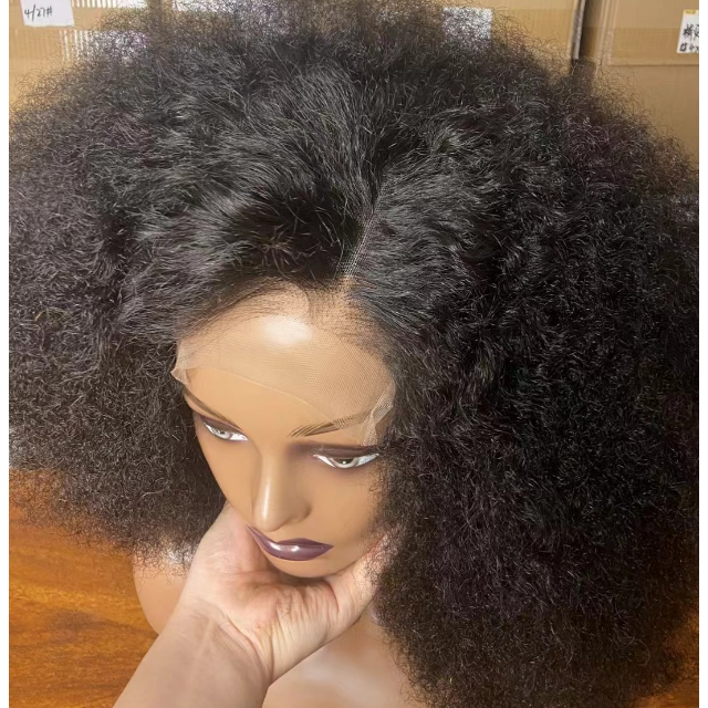 Afro kinky curly human hair wig lace frontal wigs Brazilian hair vendors Wholesale 12a grade virgin human hair