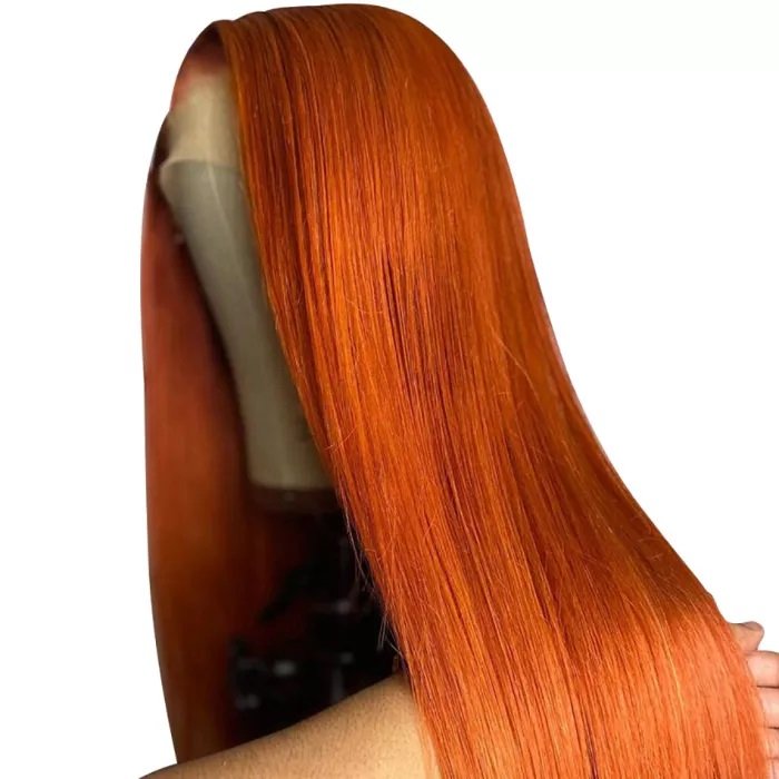 ZSF Silky Straight 13*4 Lace Frontal Wig Wholesale Ginger Orange Color Hair Brazilian Virgin Human Hair Wig For Black Women