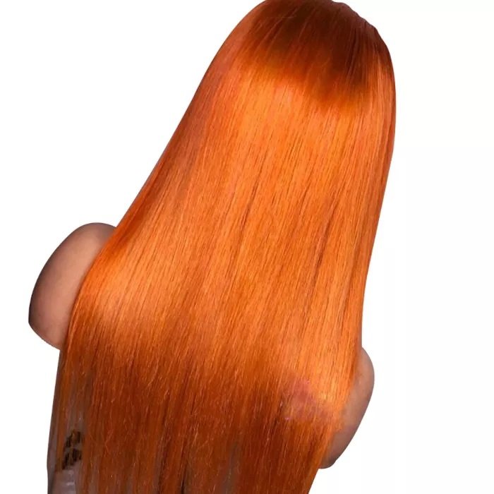 ZSF Silky Straight 13*4 Lace Frontal Wig Wholesale Ginger Orange Color Hair Brazilian Virgin Human Hair Wig For Black Women