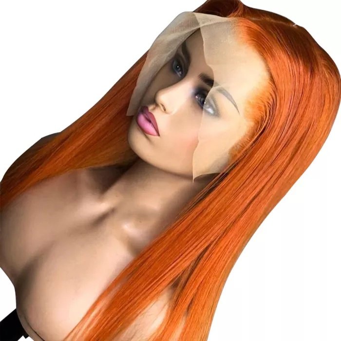 ZSF Silky Straight 13*4 Lace Frontal Wig Wholesale Ginger Orange Color Hair Brazilian Virgin Human Hair Wig For Black Women