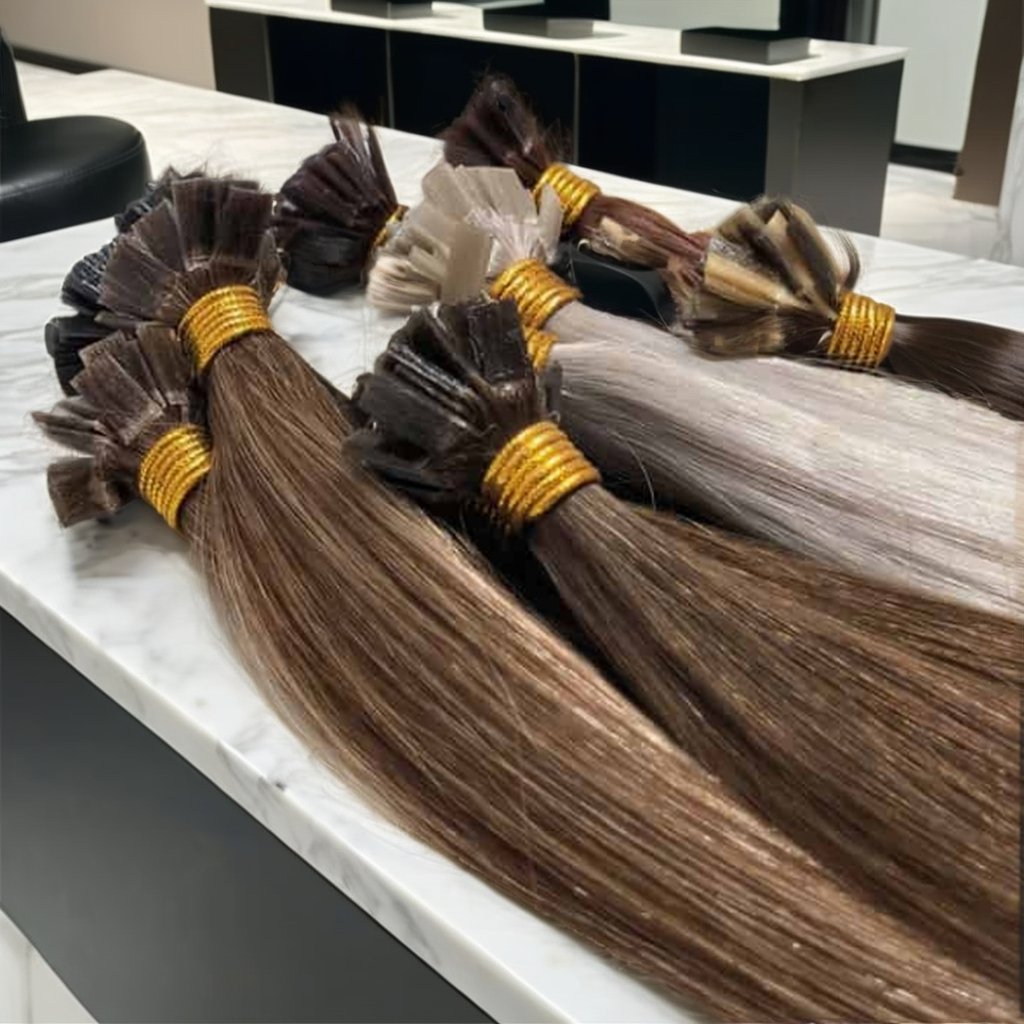 I tip 100% human hair extension I tip keratin Flat tip Thick End this is hair extensions Remy 100% Human Wholesale price
