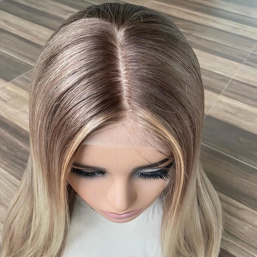 360 Lace Frontal Human Hair Wigs for Women Middle Part Straight Hair Lace Wigs Ombre 613 Blonde Lace Frontal Wigs