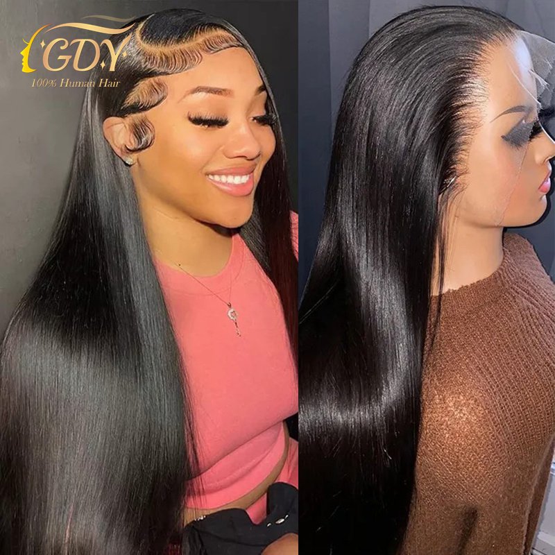 GDYhair 30 40Inch 13*4 Brazilian Natural Bone Straight Human Hair Wigs 100% Virgin Hd Full Lace Front Human Hair Wigs