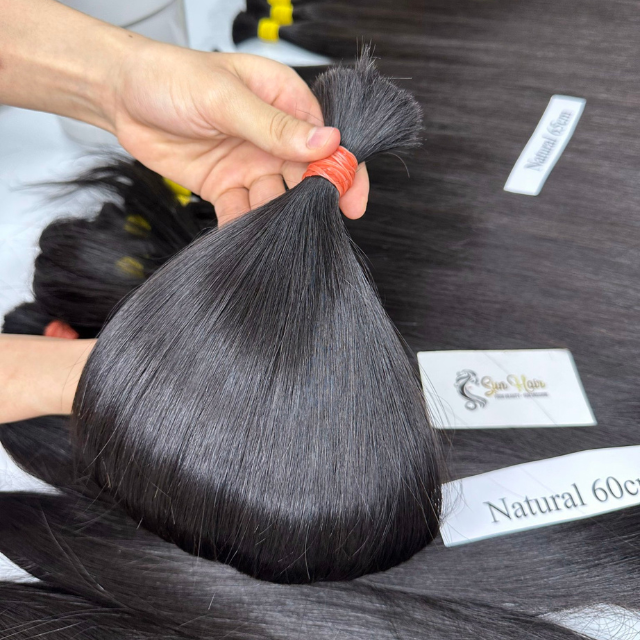 High Quality Virgin Hair Natural Straight Back Color Bulk Hair From 100% Vietnamese Human Hair Extensions
