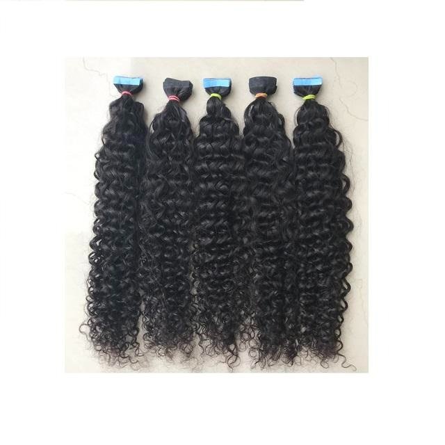 100% Natural Raw Indian Kinky Curly Tape Human Hair Extensions Virgin Kinky Tape In Human Hair Extension Vendors