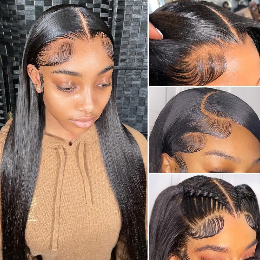 US Glueless Silky Straight Wigs Human Hair Lace Front 100% Unprocessed Virgin Raw Hair Wigs HD Lace Front Wig For US Black Women