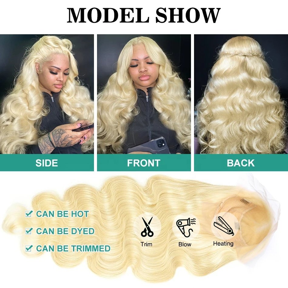 Wholesale Cheap Blonde Lace Front Wig 180% Density 613 Transparent 13x4 Lace Frontal Wigs Body Wave Brazilian Human Hair Wig