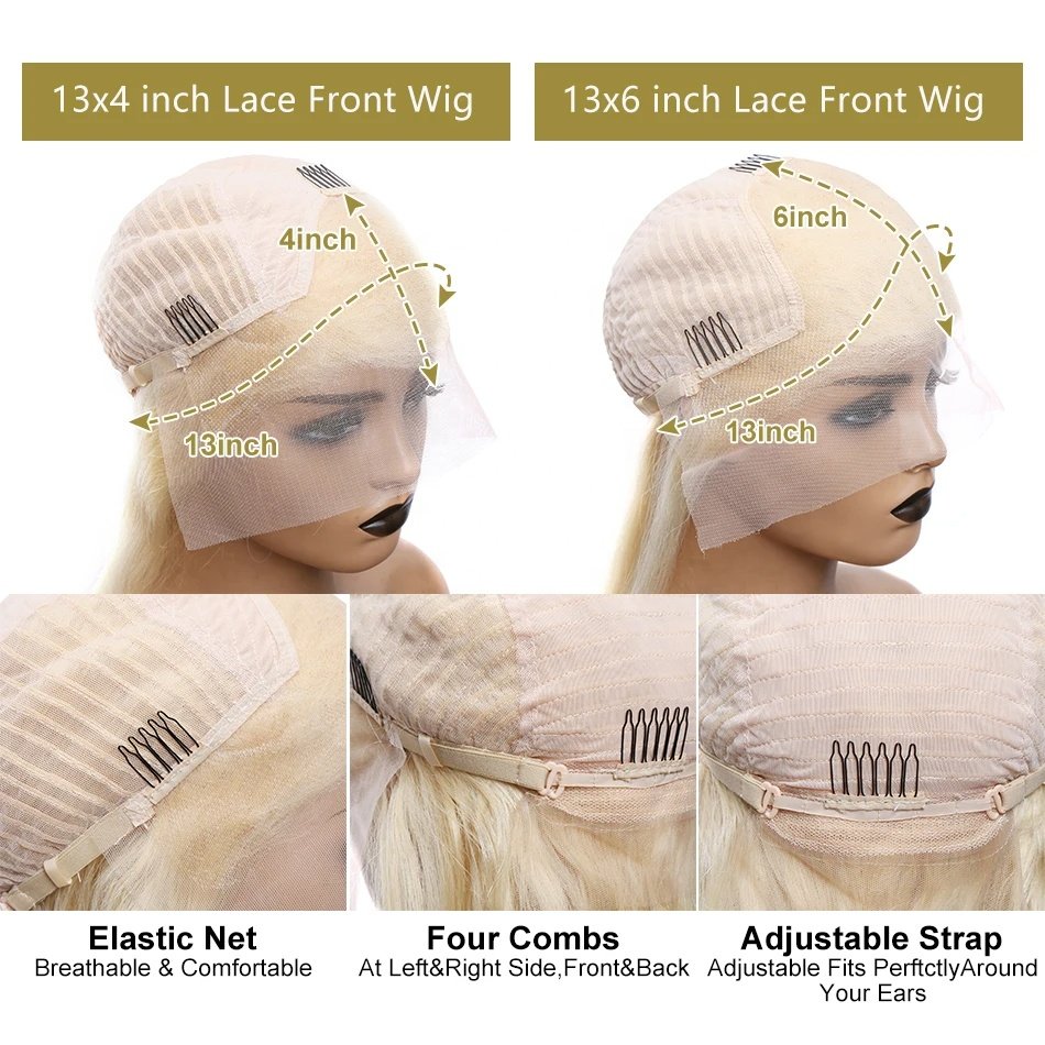 Wholesale Cheap Blonde Lace Front Wig 180% Density 613 Transparent 13x4 Lace Frontal Wigs Body Wave Brazilian Human Hair Wig