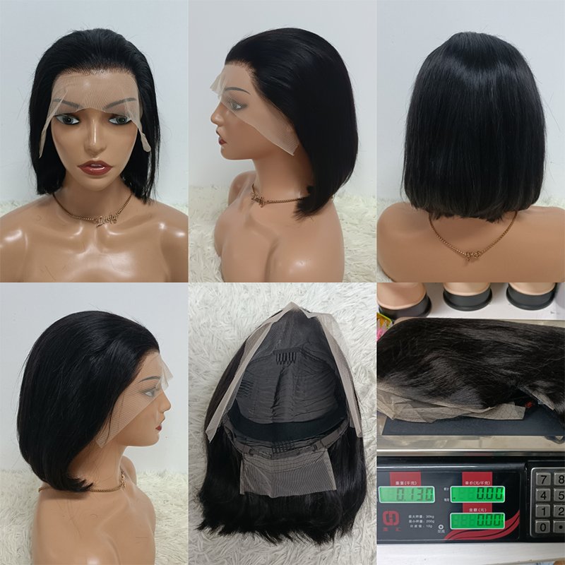 Letsfly Promotion 15$ 13x4 Lace Frontal Wigs Colored Bob Wigs 100% Human Hair 10inch Brazilian Remy Hair Wigs For Black Woman