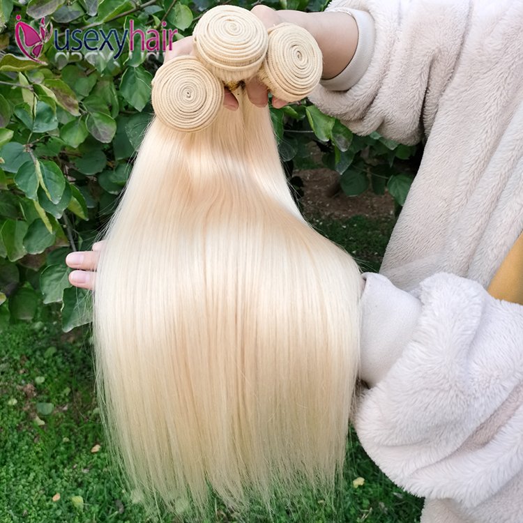Natural hair extension human unprocessed brazilian cuticle aligned Russian 613 blonde virgin hair bundle ladies blonde hair
