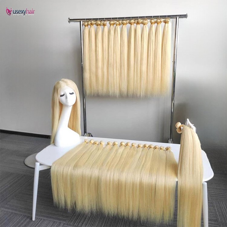 Natural hair extension human unprocessed brazilian cuticle aligned Russian 613 blonde virgin hair bundle ladies blonde hair