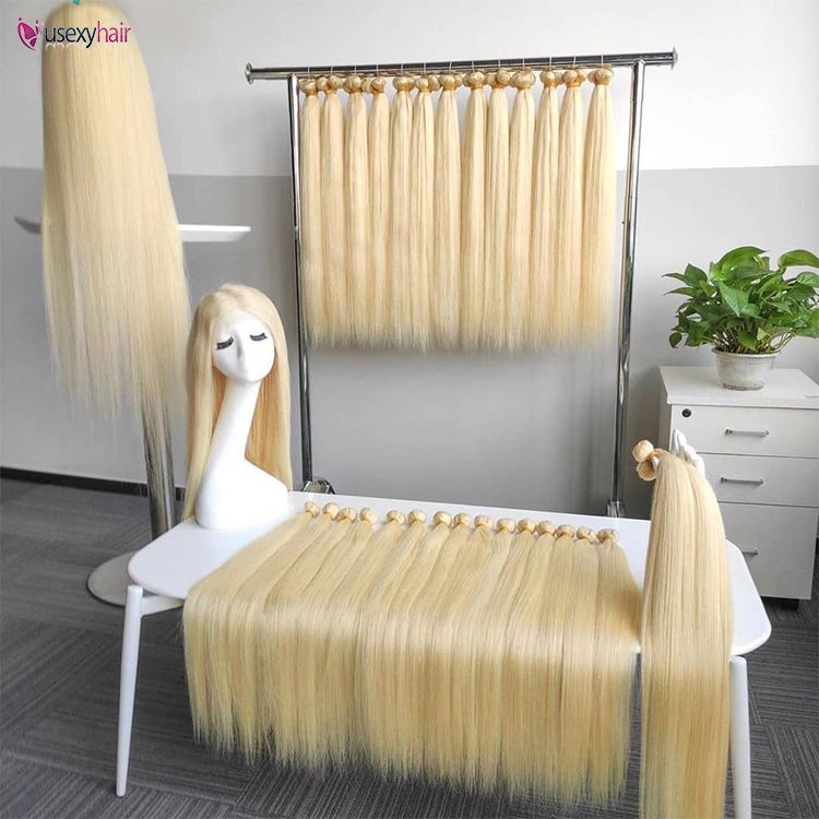 Natural hair extension human unprocessed brazilian cuticle aligned Russian 613 blonde virgin hair bundle ladies blonde hair