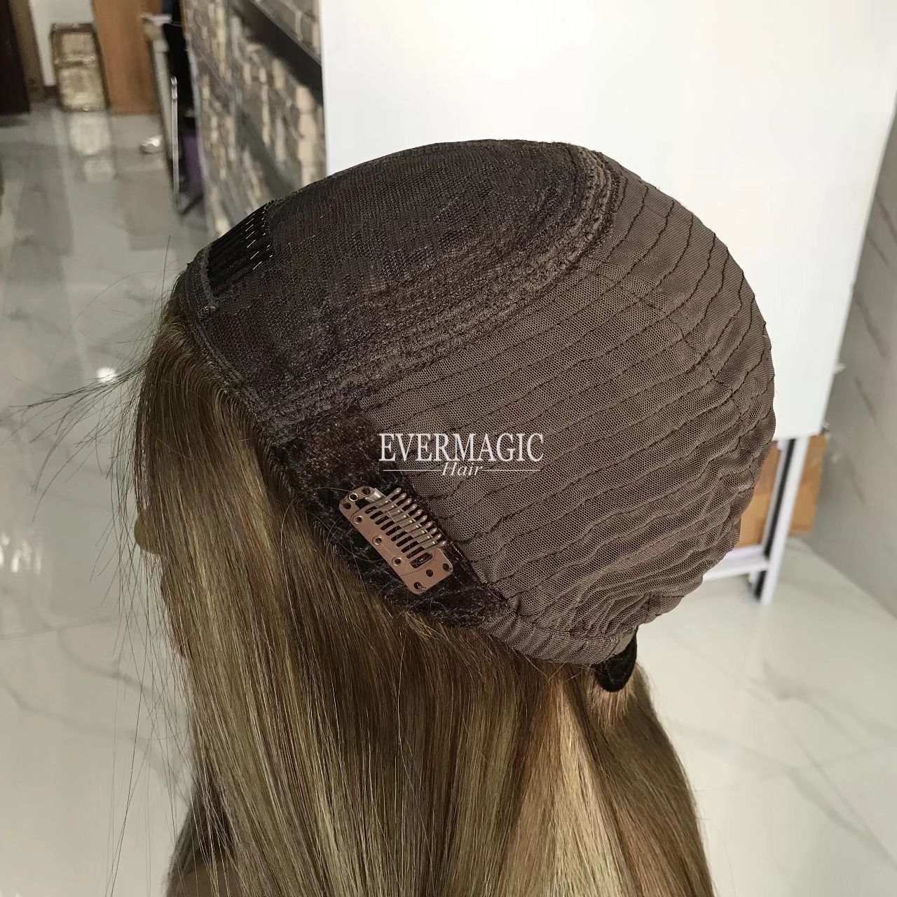 Balayage Luxury 8C60# Jewish Best Quality Wig Stock Short Layers Silk Top Scalp Human Virgin Hair Wig Hot-selling Full End
