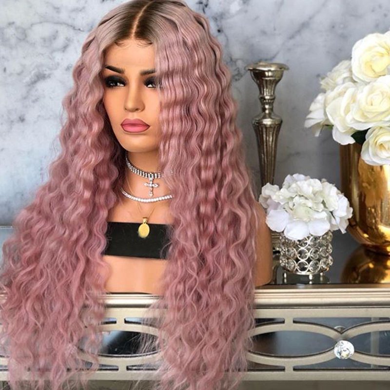 Ombre T1B/Pink Wigs 13x4 Lace Front Closure Wigs Human Hair Pre Plucked Deep Curly Brazilian Raw Virgin Hair Glueless Lace Wigs