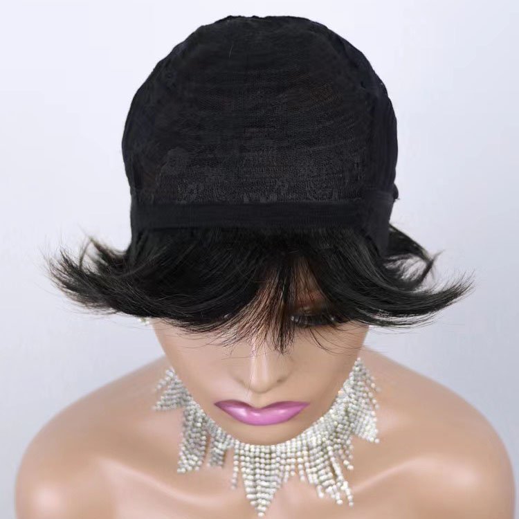 RG070 Machine Weft Pixie Human Hair Wig Colorful 350# gray blonde, brown ,black Human Hair Short Wigs Cheap perruque raw hair