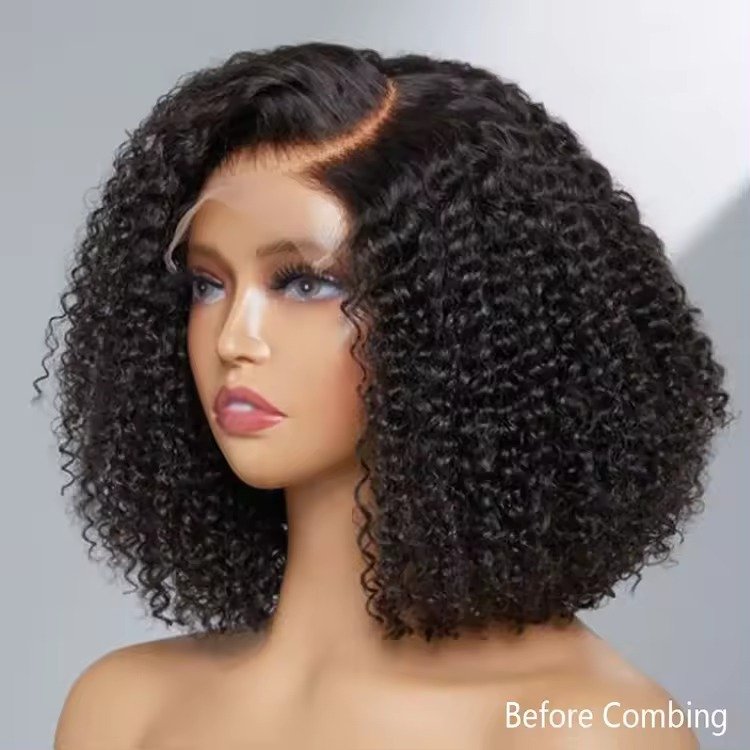 Wholesale raw virgin human hair glueless wigs lace front wigs short Afro curly full hd lace Bob brazilian human hair wigs
