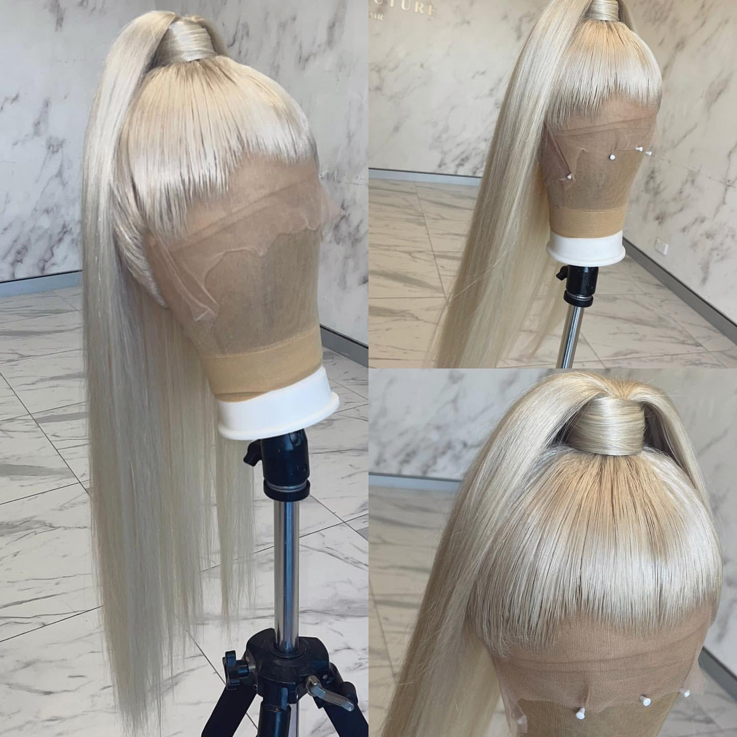 Platinum Blonde #60 Colored Straight Hair Frontal Wig 13X4 Human Hair Wig HD Lace Front Breathable Hair Pre Plucked Wigs