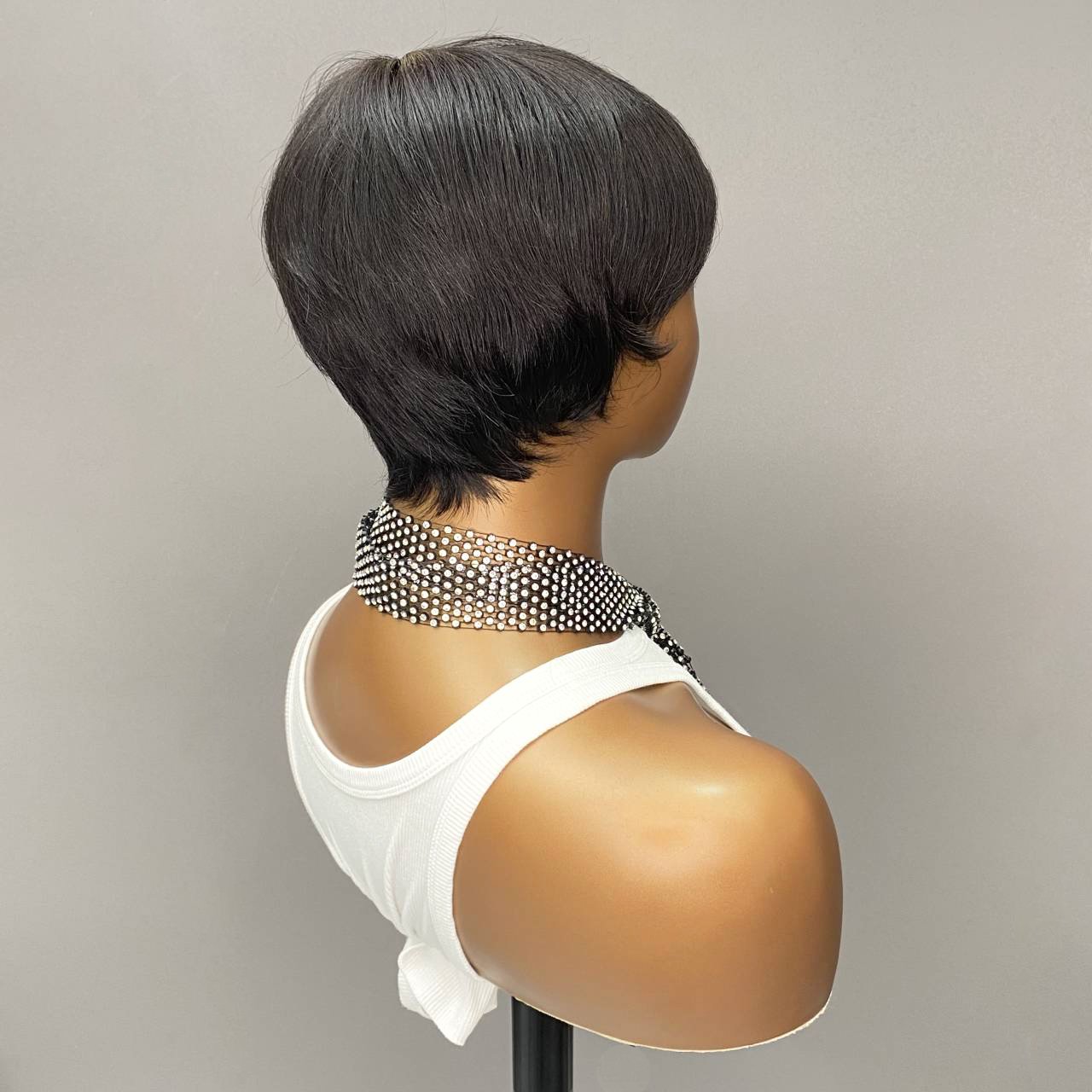 Short Pixie Curly Brazilian Virgin Human Hair Wigs With Bangs Short Wig Full Made Machine Wig None Lace