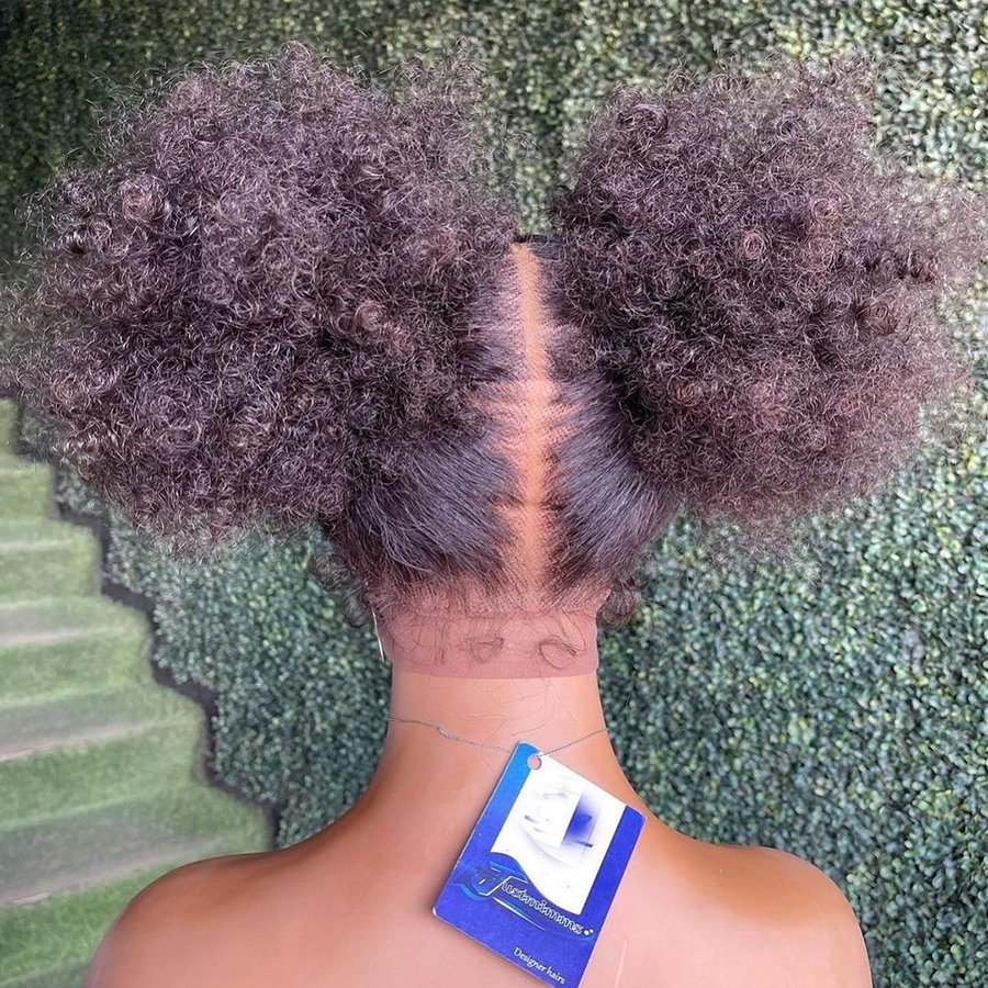 Cheap 4c Afro Kinky Curly Human Hair Wig For Black Women New 4c Texture Hairline Wig 4a 4b 4c Lace Frontal Afro Kinky Curly Hair