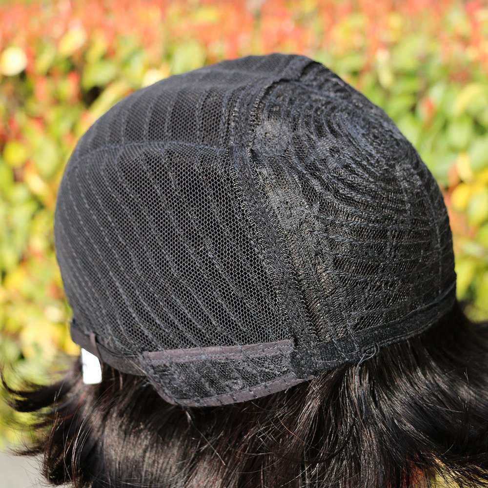 Pixie Cut Human Hair Wigs Natural Short Black None Lace Wig with Bangs Hair Layered Wavy Different Style Short Wigs for Women