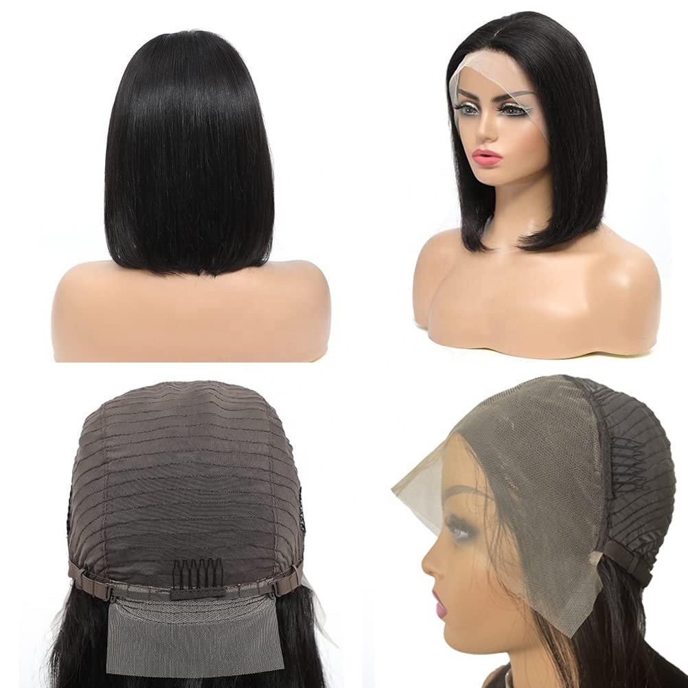 Natural Color Short Human Hair Wigs 150% Density Glueless Short Bob Wigs Pre Plucked With Baby Hair 13x1 HD Lace Bob Shorts Wig