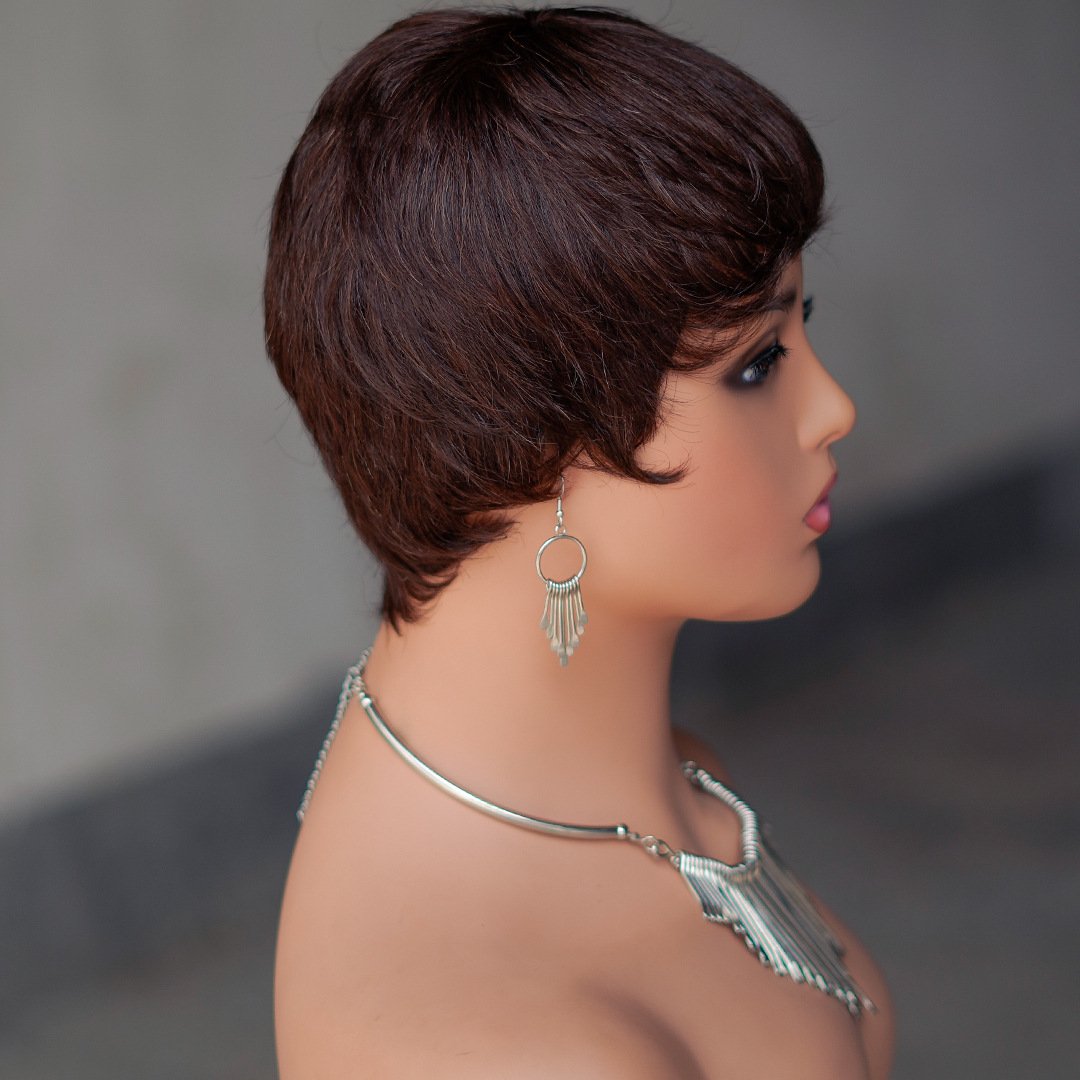 New Short Pixie Cut Human Hair Wigs Short Bob Wigs for Black Womens Machine Made Natural Color Cheap Glueless Wigs Human Hair