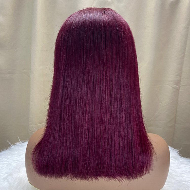 #99J Short Straight Bob Human Hair Wigs 180% Density Brazilian Virgin Hair Lace Frontal Bob Wigs For Black Women