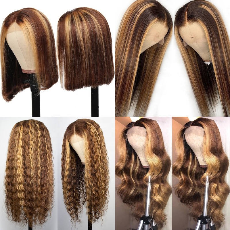 13x4 Human Hd Lace Front 180% Density Virgin Hair Highlighted Wigs With Color Hd Highlighted 30 inch Human Wig For Black Women