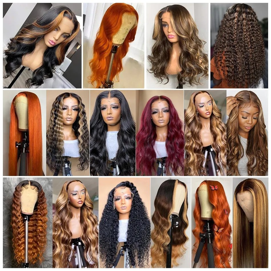 13x4 Human Hd Lace Front 180% Density Virgin Hair Highlighted Wigs With Color Hd Highlighted 30 inch Human Wig For Black Women