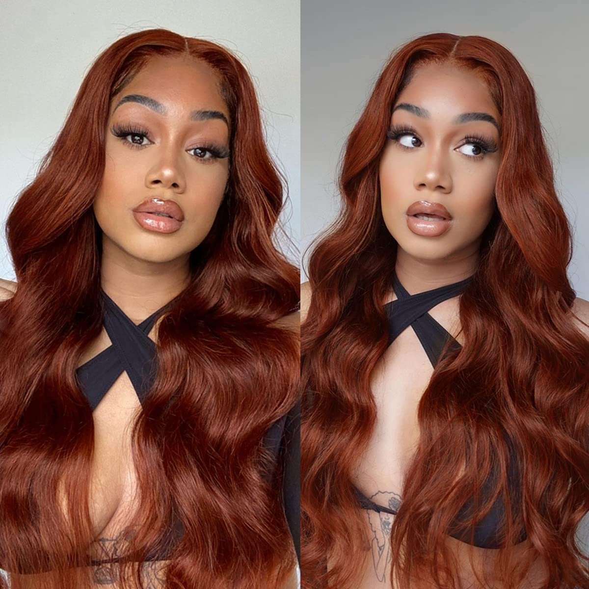 Brunette Auburn Copper Reddish Brown Body Wave Lace Human Hair Wig HD 13x6 Lace Frontal Wig Glueless Human Hair Wig Pre Plucked