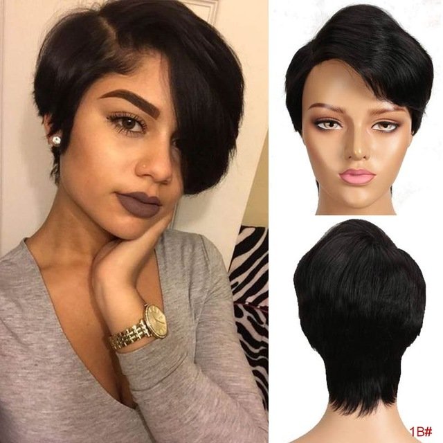 NOBLE Hot Selling Short 100% Virgin Human Hair Wigs Pixie Cut Lace Front Wig Remy Brazilian Hair Wigs For Black Women
