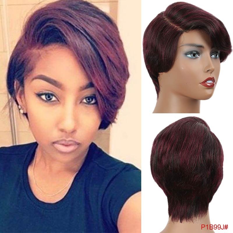 NOBLE Hot Selling Short 100% Virgin Human Hair Wigs Pixie Cut Lace Front Wig Remy Brazilian Hair Wigs For Black Women
