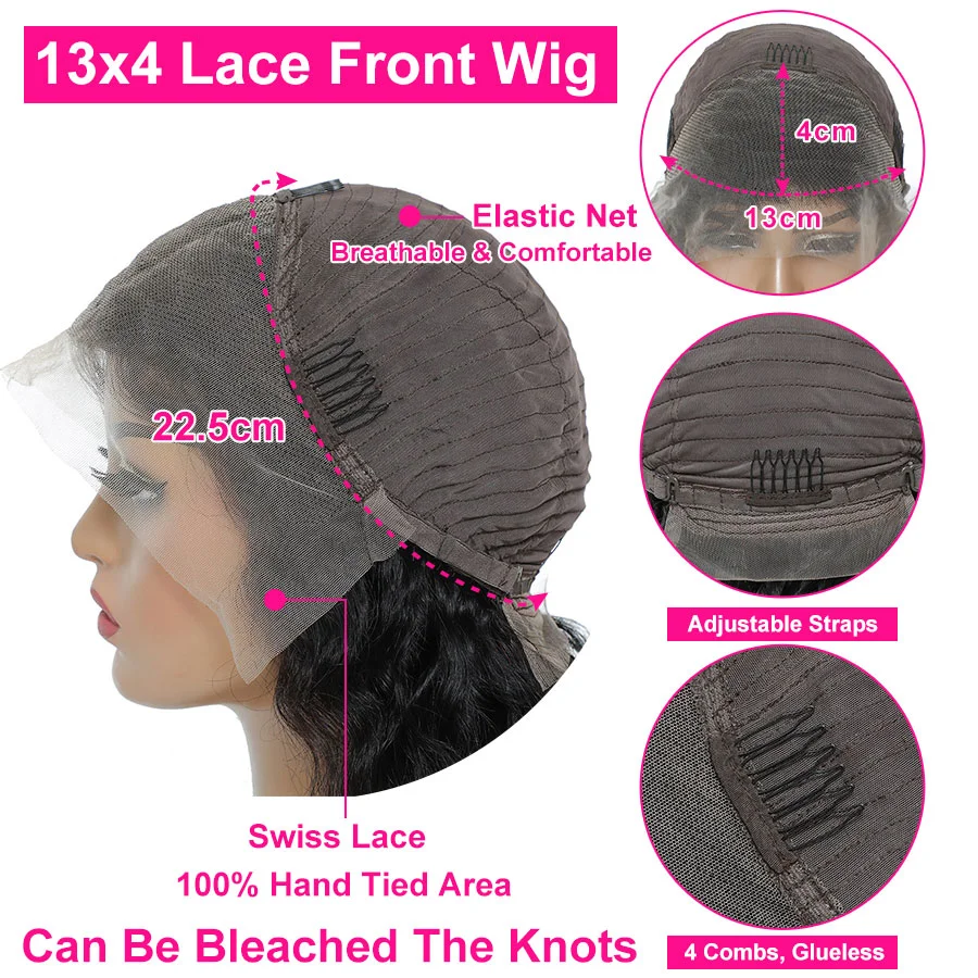 13x4 HD SDD Quality 350% Top Quality Fashion Wavy Human Hair Deep Wave Frontal Wigs For Chocolate Brown Women Gluess Wig