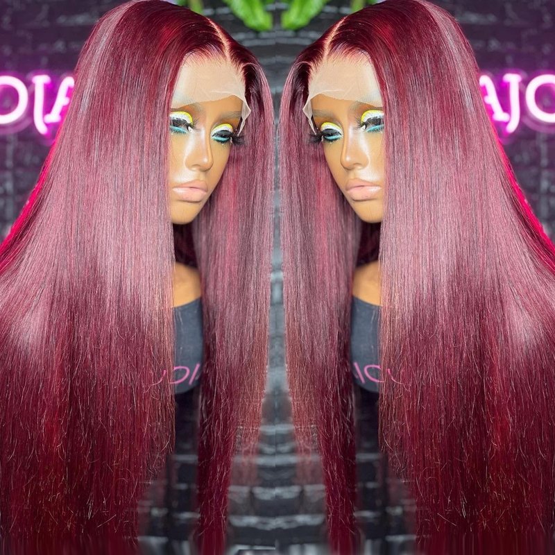Curly Glueless Full Hd Lace Front Wigs Human Hair,Burgundy Deep Wave Lace Front Wig,Human Hair Wigs Colors For Women