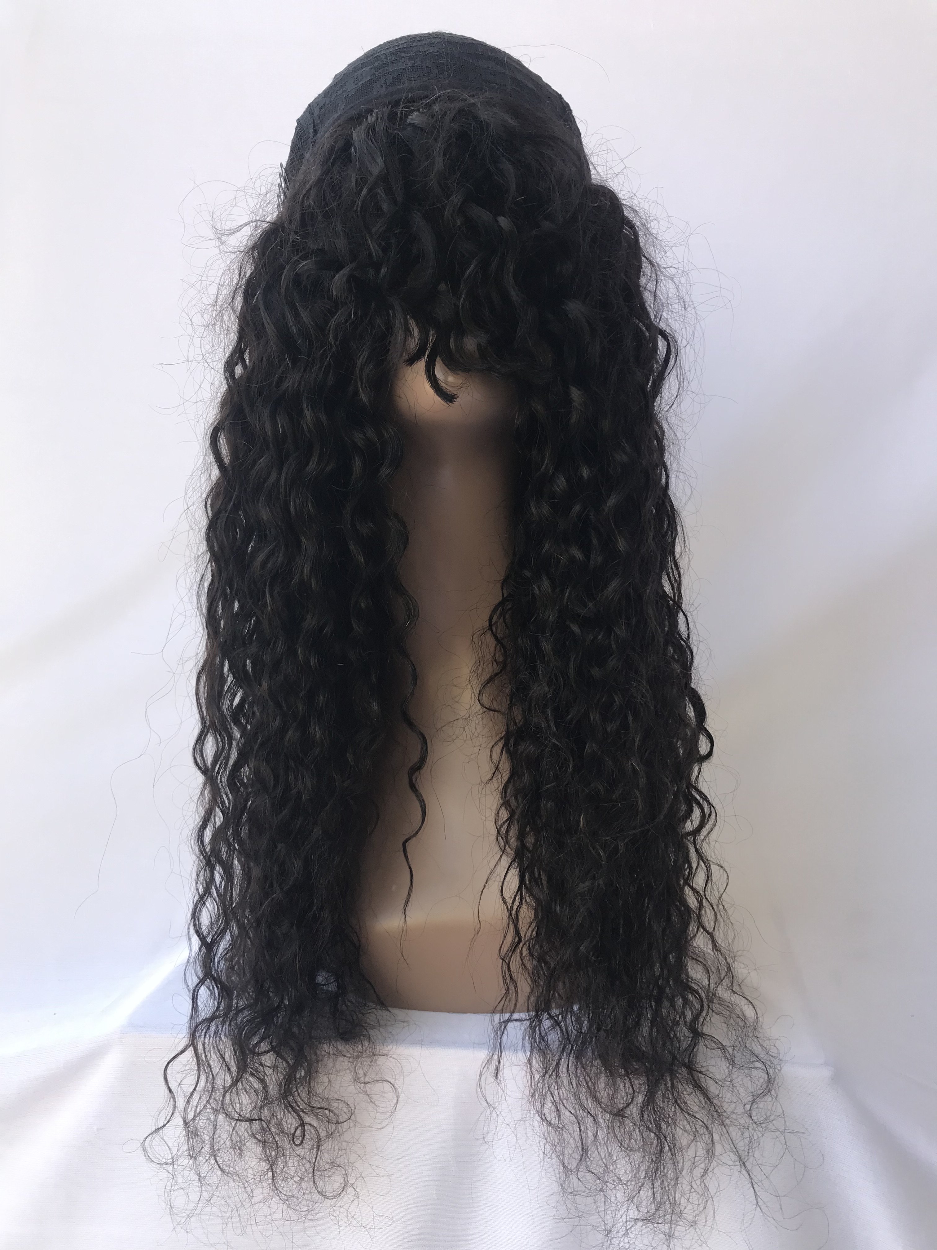 Quality Cambodian Indian Temple Virgin 24'' Natural Curly Bob Wig With Bang's Cuticle Aligned With 250% Density Indian Supplier