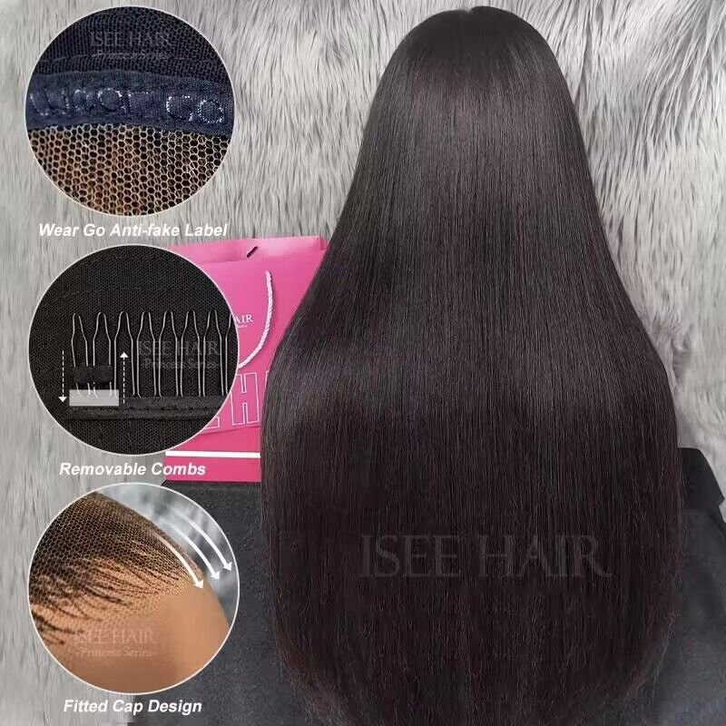 ISEE New Upgrade 6X9 Wear Go Glueless Wig Pre-cut Human Hair Wigs Ready To Go M Cap HD Lace Frontal Wig For Women Without Glue