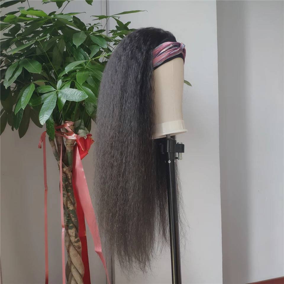Brazilian Human Hair Wigs Kinky Straight Headband Wig Wholesale Virgin Human Hair Vendors Raw Natural Hair Wig