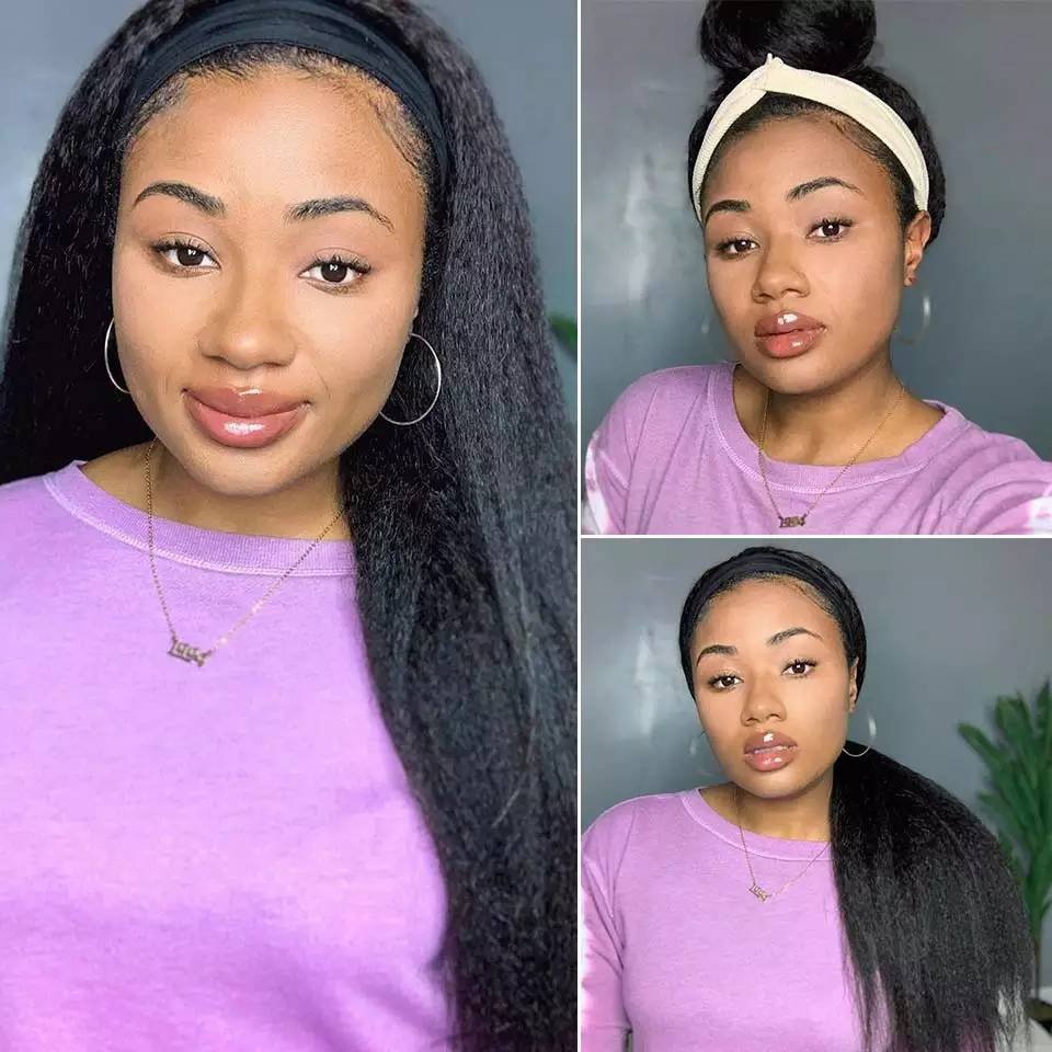 Brazilian Human Hair Wigs Kinky Straight Headband Wig Wholesale Virgin Human Hair Vendors Raw Natural Hair Wig