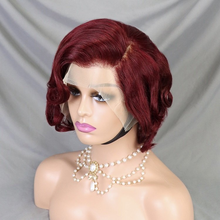 Cheap pixie cut human hair wigs glueless lace frontal short bob wigs wholesale indian virgin remy pixie wigs for black women