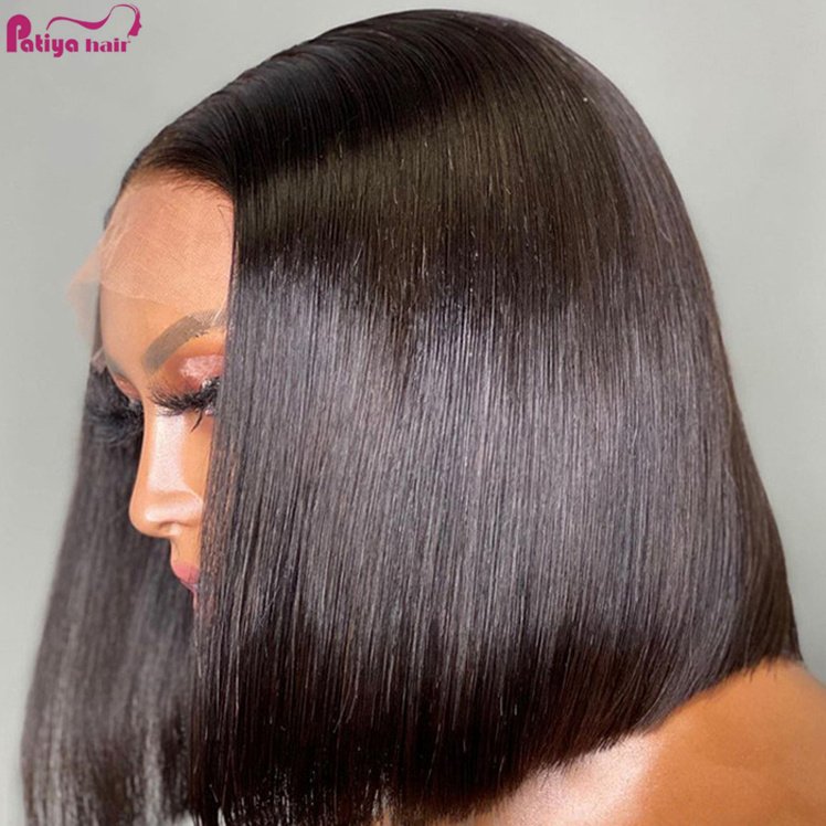 Short Bob Wig Pre Plucked Natural Black Brazilian Remy Straight Human Hair Wigs For Women Transparent Lace Front Bob Wigs Sale