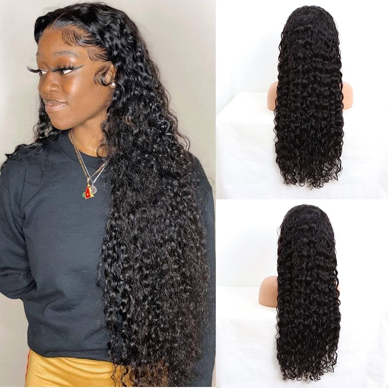 30 inch human hair wig hd lace front 13*4 water wave wigs