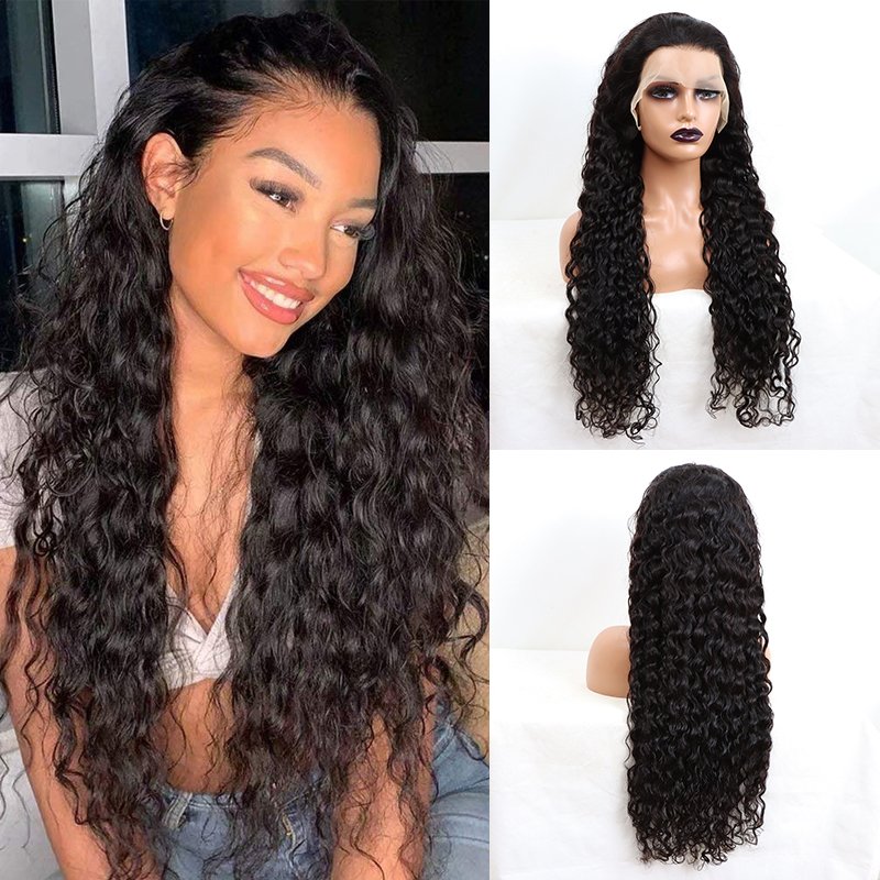 30 inch human hair wig hd lace front 13*4 water wave wigs