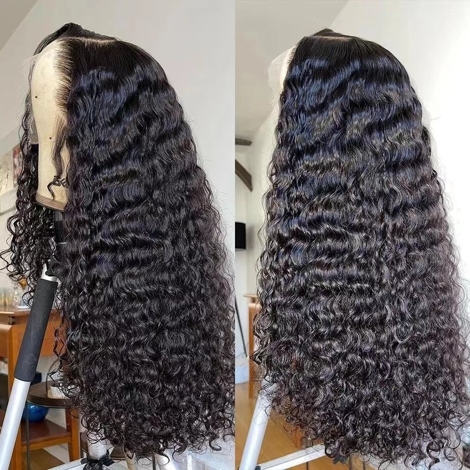 Raw Indian Hair 13X4 Transparent Lace Front Human Hair Wigs Cuticle Aligned Deep Wave Full HD Lace Frontal Wigs For Black Women