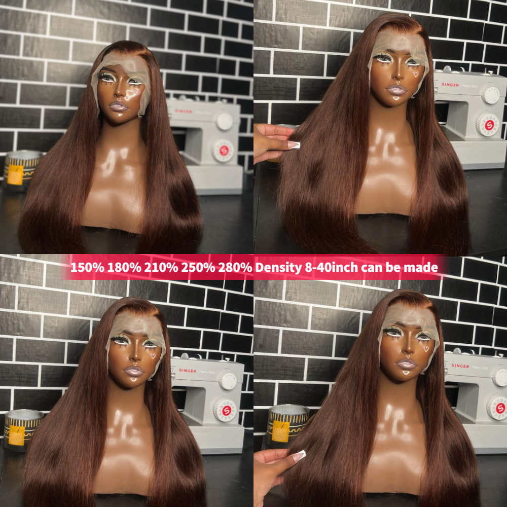 Wholesale Wear And Go Raw Brazilian Chocolate Brown Bone Straight Glueless Hd Lace Frontal Human Hair Wigs For Black Women