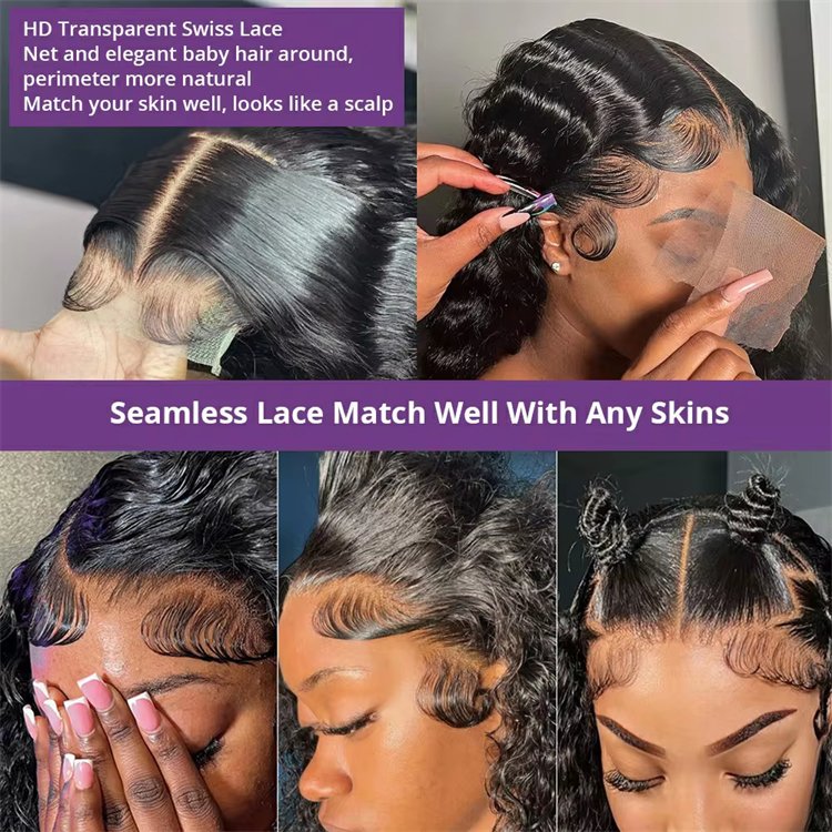 13x4 13x6 HD Transparent Lace Front Human Hair Wigs Brazilian Remy 40 Inch Body Wave 360 Full Lace Frontal Wig For Black Women