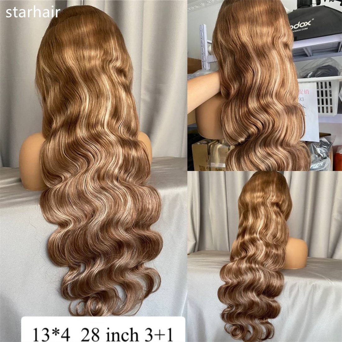 High quality Highlight Balayage Colored Body Wave Lace Front Wig Shadow Root Blonde Highlight Human Hair Wigs With Baby Hair
